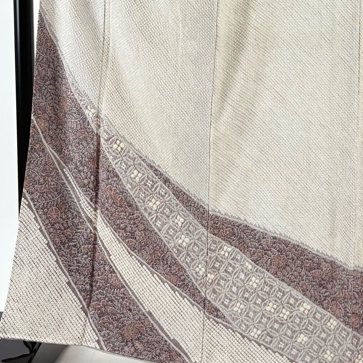 訪問着 身丈162 cm 裄丈66 M 袷 花唐草 七宝 総絞り 灰紫 正絹