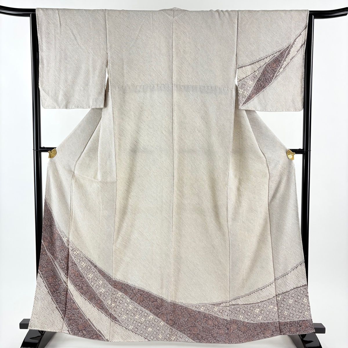 訪問着 身丈162 cm 裄丈66 M 袷 花唐草 七宝 総絞り 灰紫 正絹