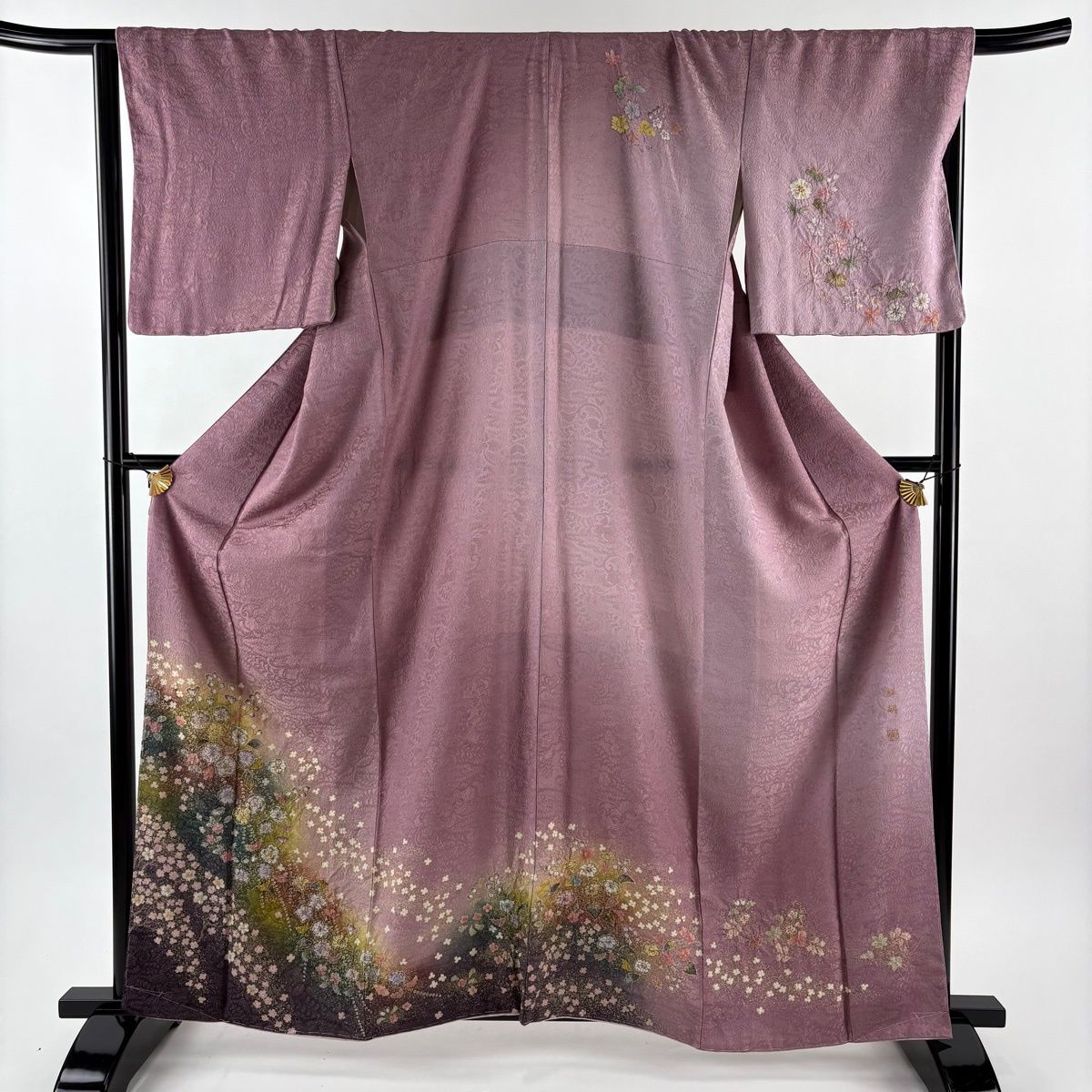 訪問着 身丈162 cm 裄丈68 5 L 袷 落款 辻が花 金彩 金通し 薄紫 正絹