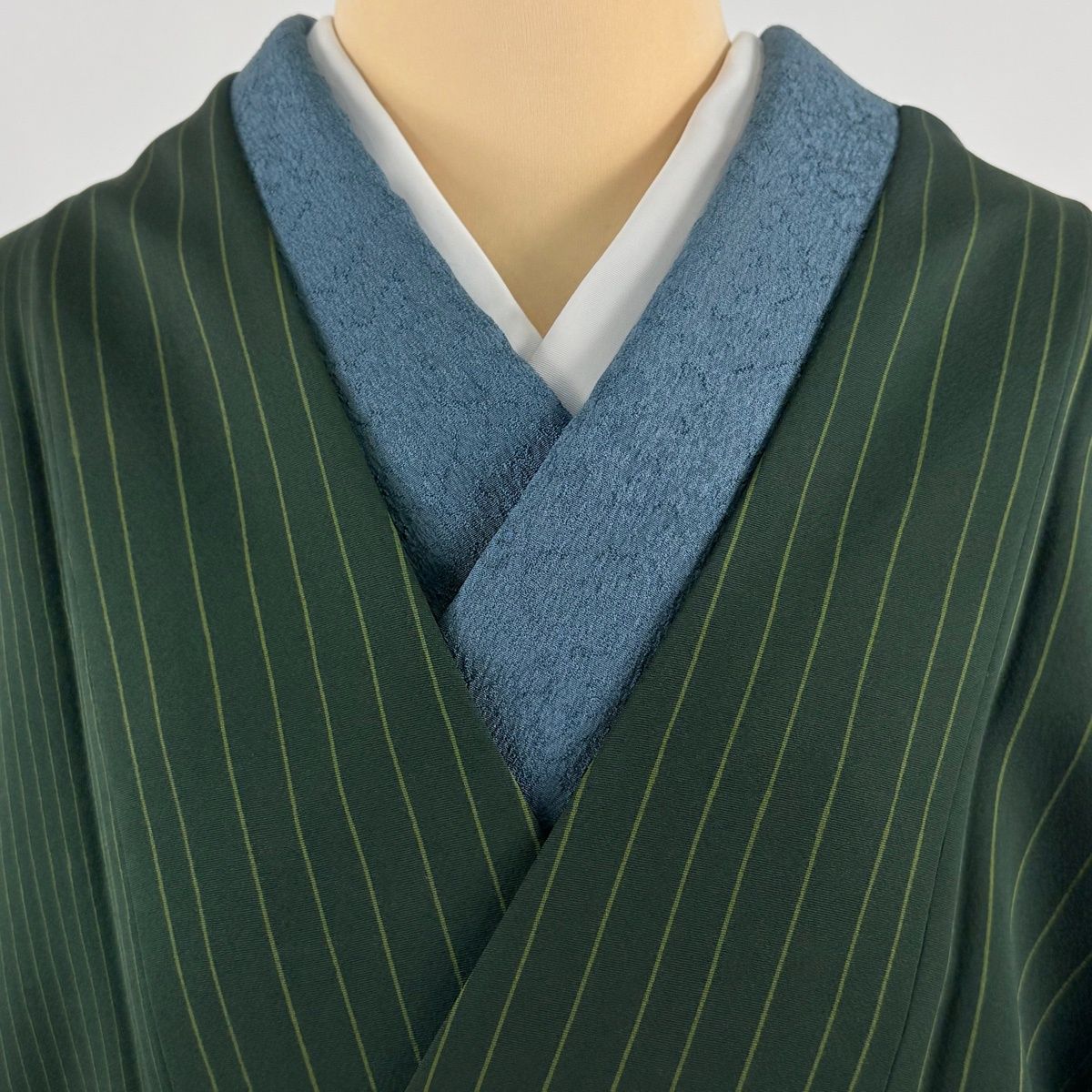 縦縞 深緑