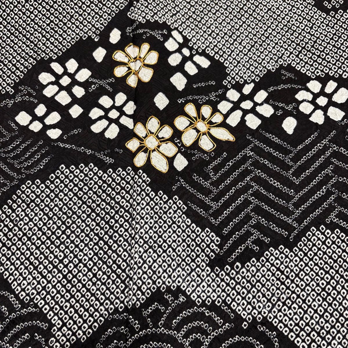  訪問着 身丈160 5 cm 裄丈66 M 袷 花 雲文 金糸 絞り 黒 正絹 訪問着 付け下げ 着物
