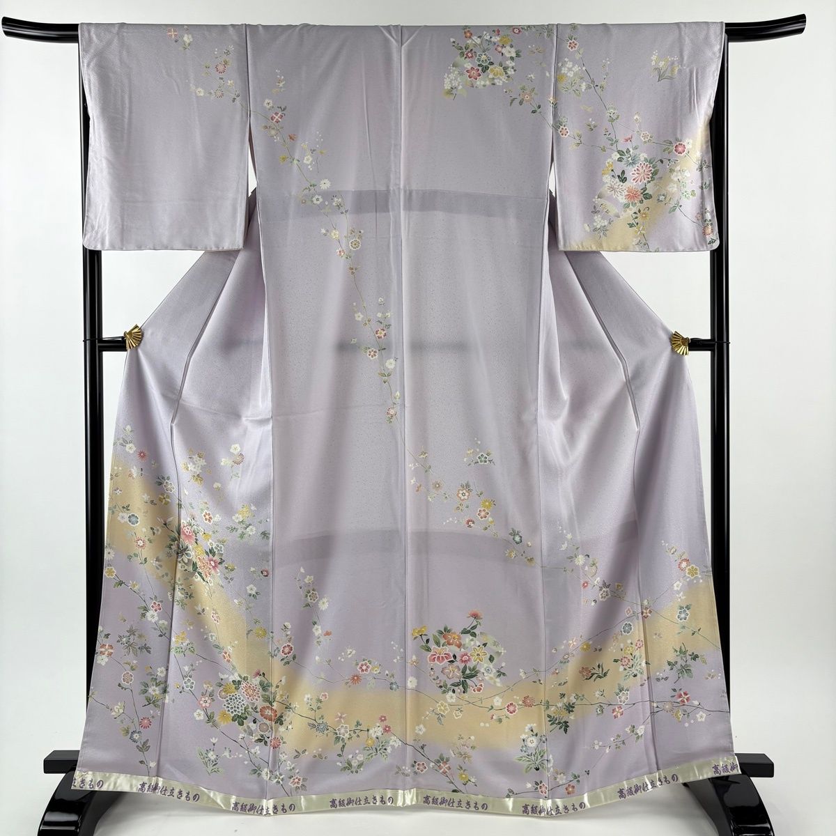 訪問着 身丈166 cm 裄丈67 M 袷 草花 金糸 染め分け 薄紫 正絹