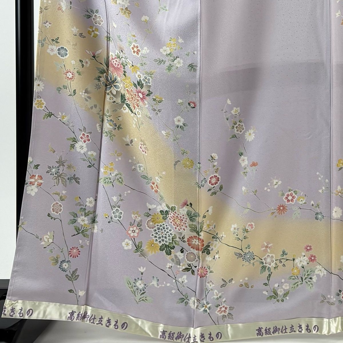 訪問着 身丈166 cm 裄丈67 M 袷 草花 金糸 染め分け 薄紫 正絹