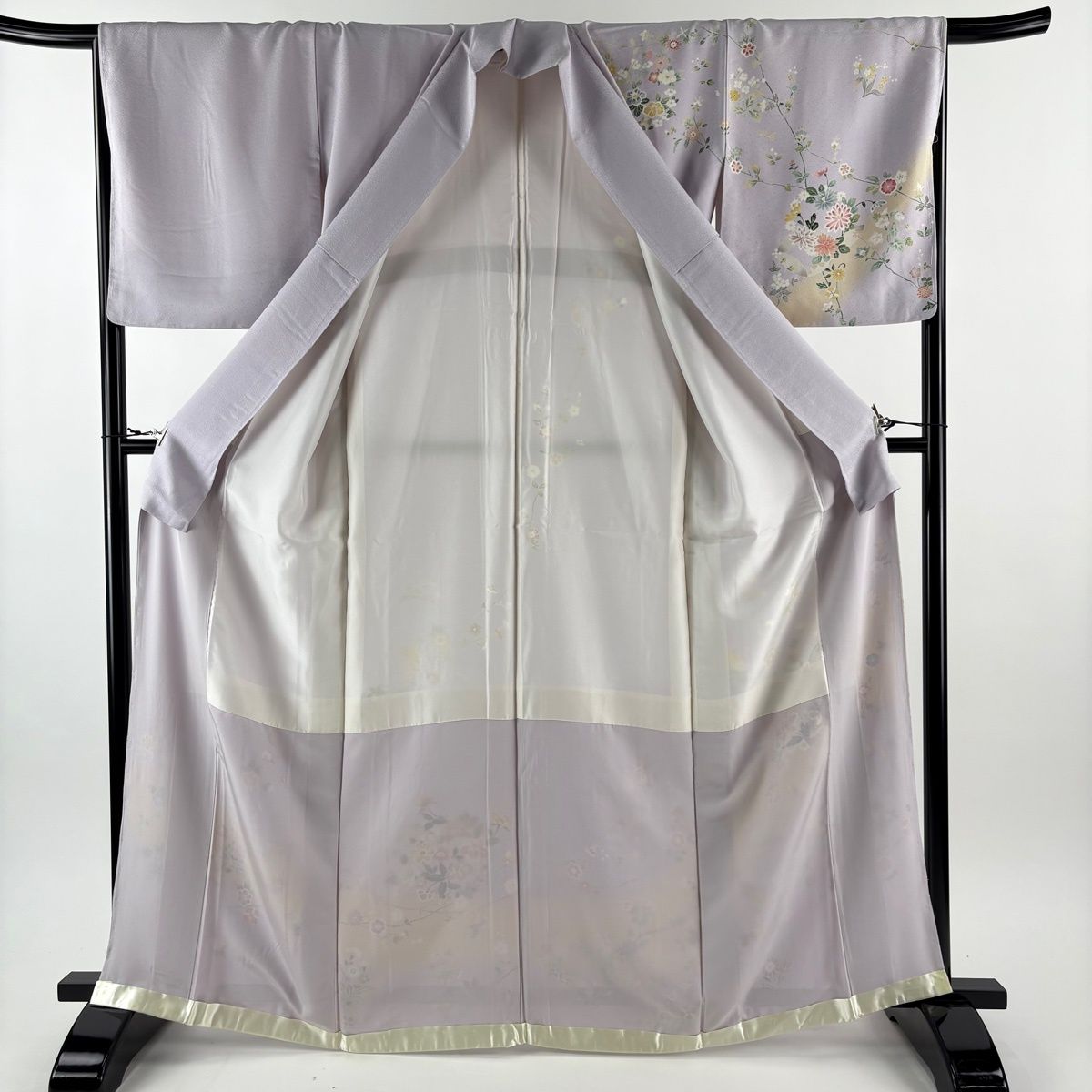  訪問着 身丈166 cm 裄丈67 M 袷 草花 金糸 染め分け 薄紫 正絹 訪問着 付け下げ 着物