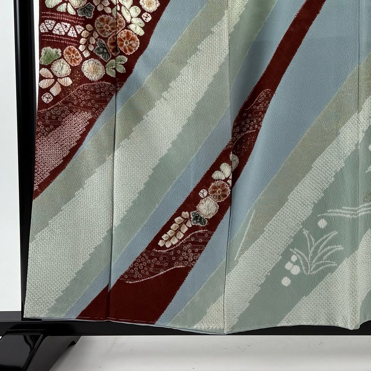 訪問着 身丈159 cm 裄丈65 M 袷 滝泰 落款 辻が花 霞 金彩 染め分け 水色 正絹