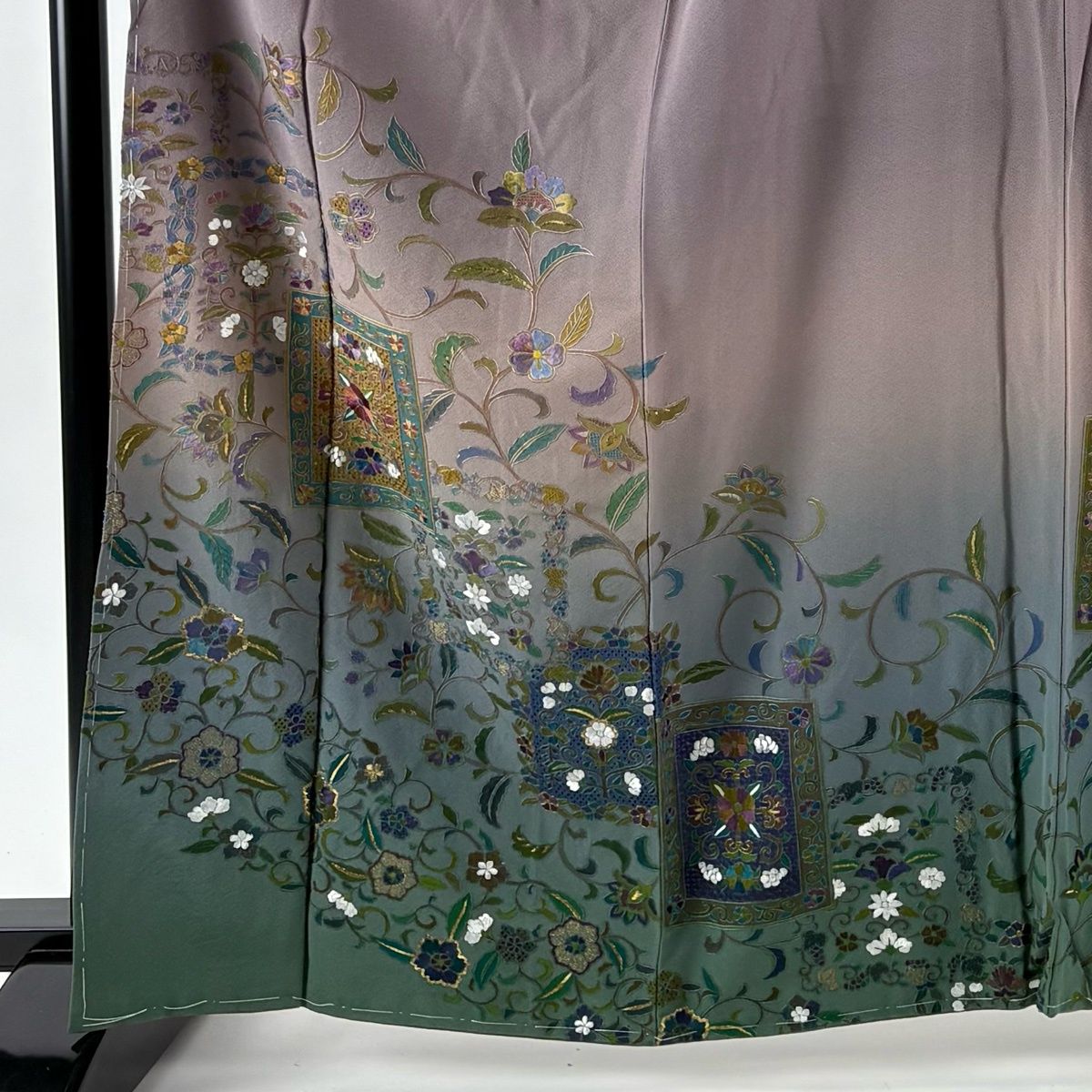 訪問着 身丈163.5 cm 裄丈67 M 袷 花唐草 刺繍 金糸 紫 正絹