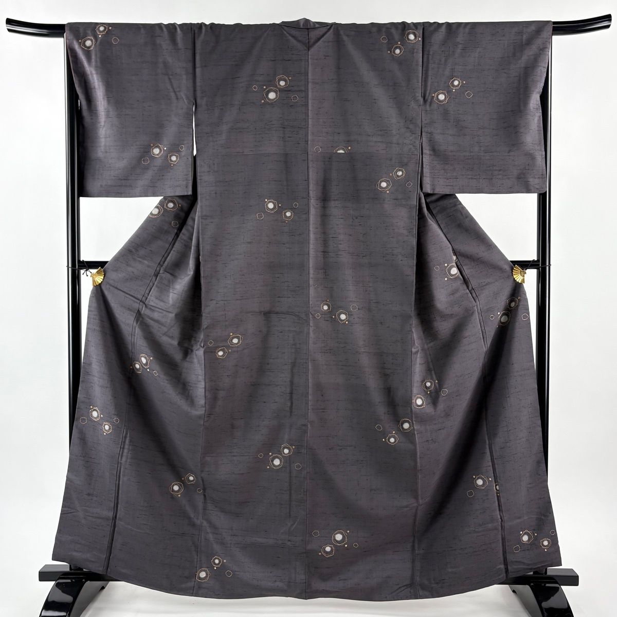 ☺*︎様 未使用近い　美品　単衣　紬　小紋　フルセット　身丈153 裄丈64 小紋 身丈163cm 裄丈66cm M 袷 紬地 名古屋帯セット 幾何学模様 刺し子