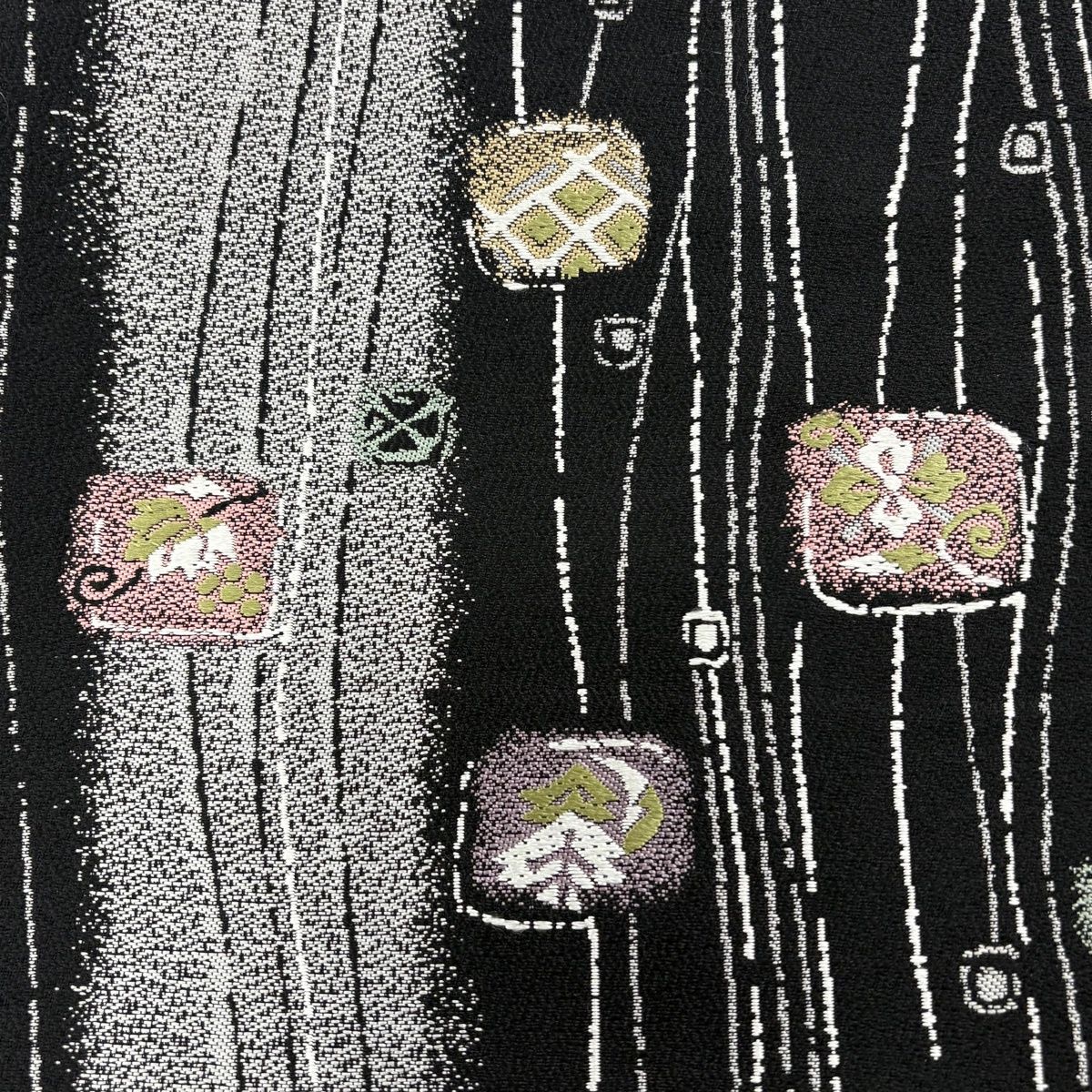  小紋 身丈160.5 cm 裄丈65.5 M 袷 袋帯セット 草花 縦ぼかし えんじ色 正絹 小紋 着物