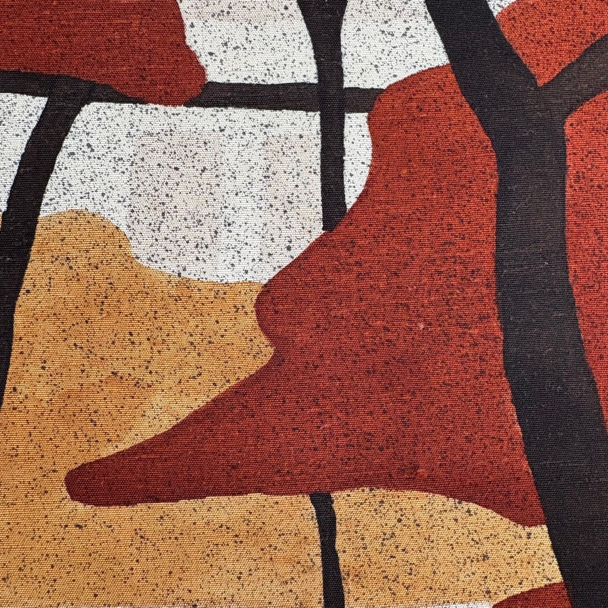 名古屋帯 秀品 落款 庭園 籬 紬地 灰茶 正絹