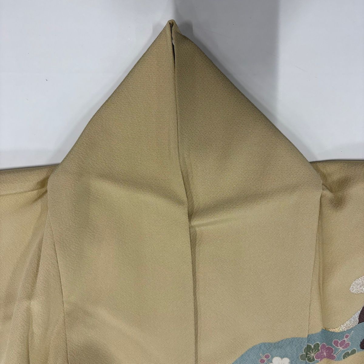  訪問着 身丈155.5 cm 裄丈65.5 M 袷 ヱ霞 花鳥 金銀彩 ぼかし ベージュ 正絹 秀品 訪問着 付け下げ 着物