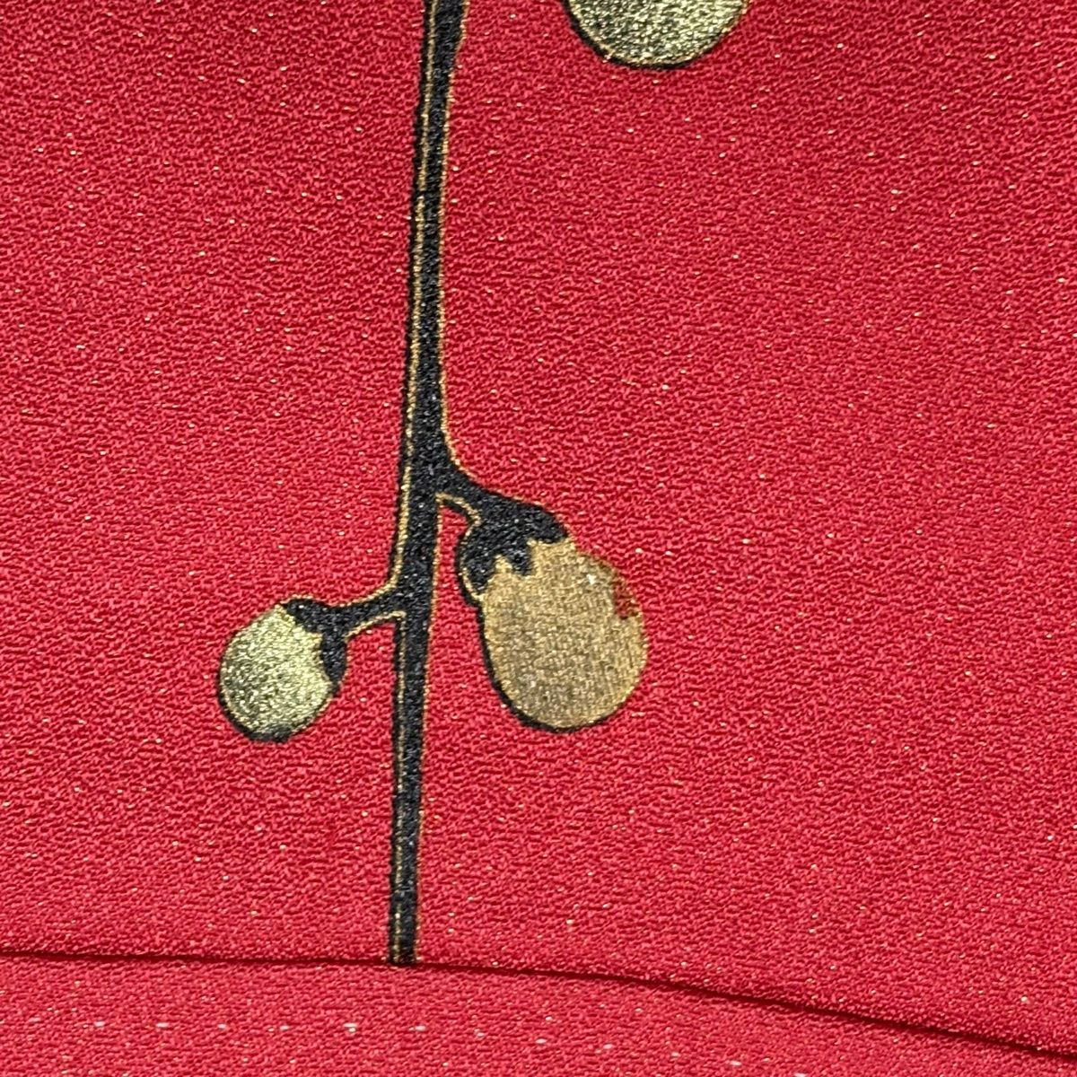  振袖 身丈163 cm 裄丈65.5 M 袷 御所車 草花 金彩 金通し 茜色 正絹 秀品 振袖 着物