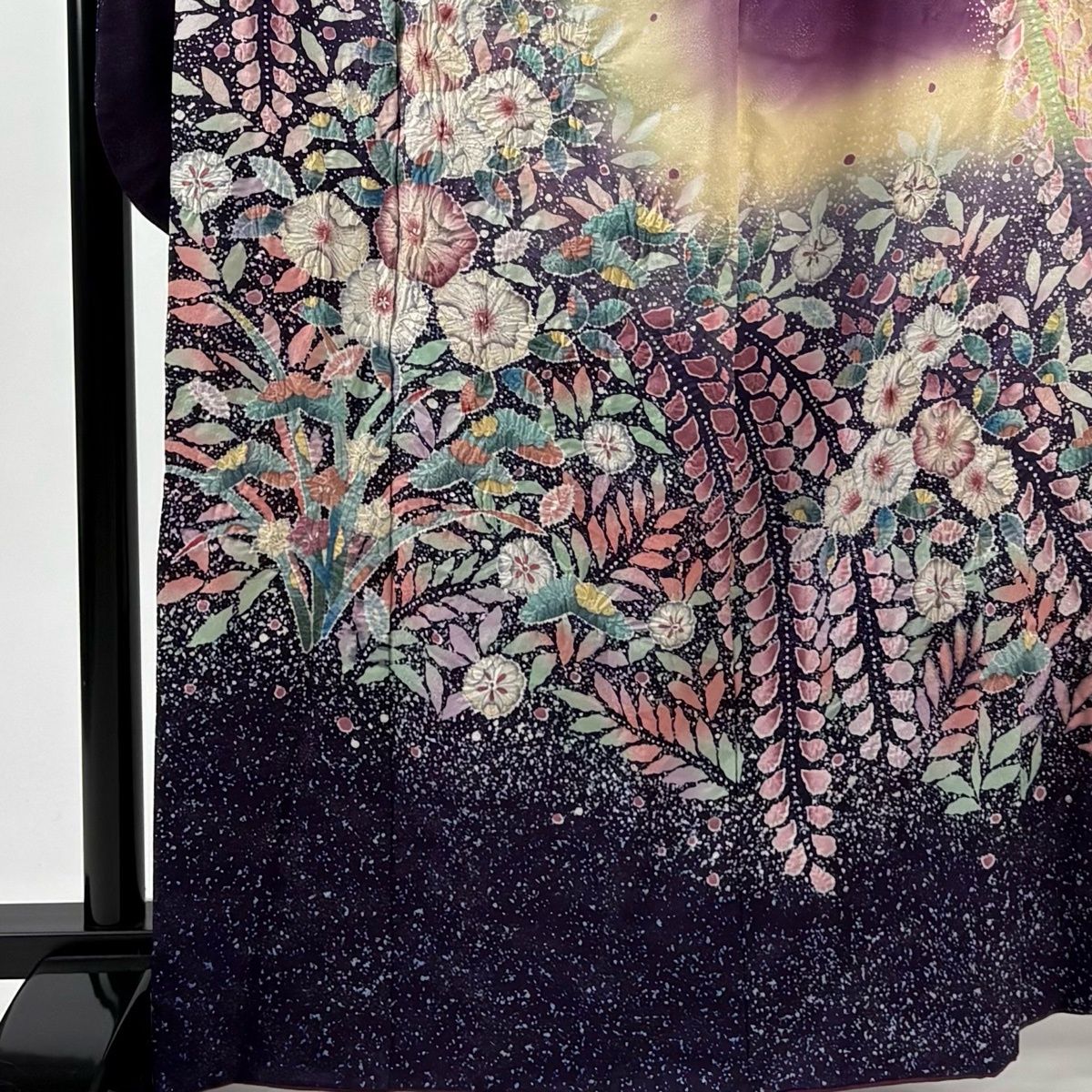 振袖 身丈164.5 cm 裄丈68 L 袷 辻が花 草花 銀通し 紫 正絹