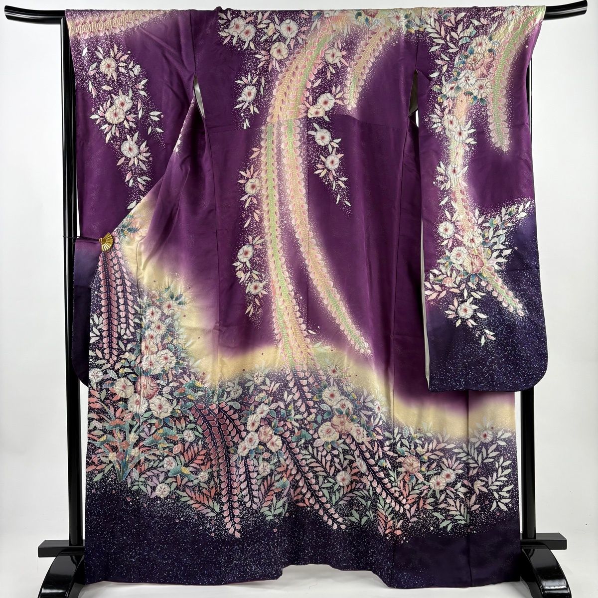 振袖 身丈164.5 cm 裄丈68 L 袷 辻が花 草花 銀通し 紫 正絹