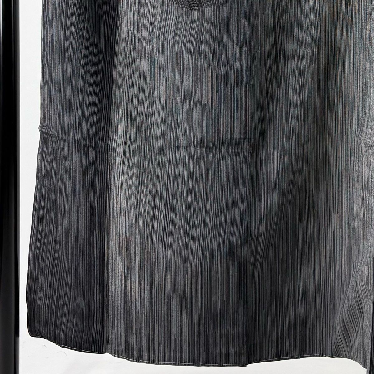 お召 身丈152 cm 裄丈61.5 S 袷 本塩沢 やまだ織 やまと 証紙 縦縞 黒灰 正絹