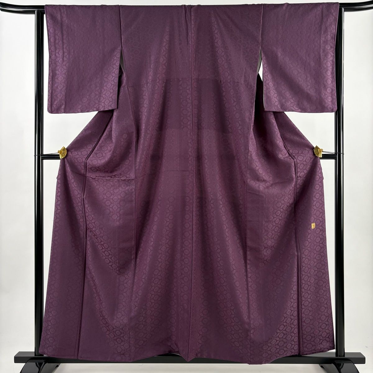 色無地 身丈158 cm 裄丈64 M 袷 工房 高蔵 落款 地紋 紫 正絹
