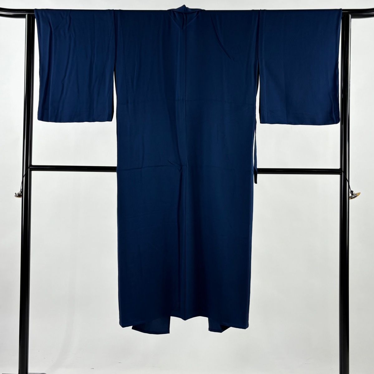 道中着 身丈127.5 cm 裄丈64 M 和装コート 着物衿 地紋 紺色 正絹