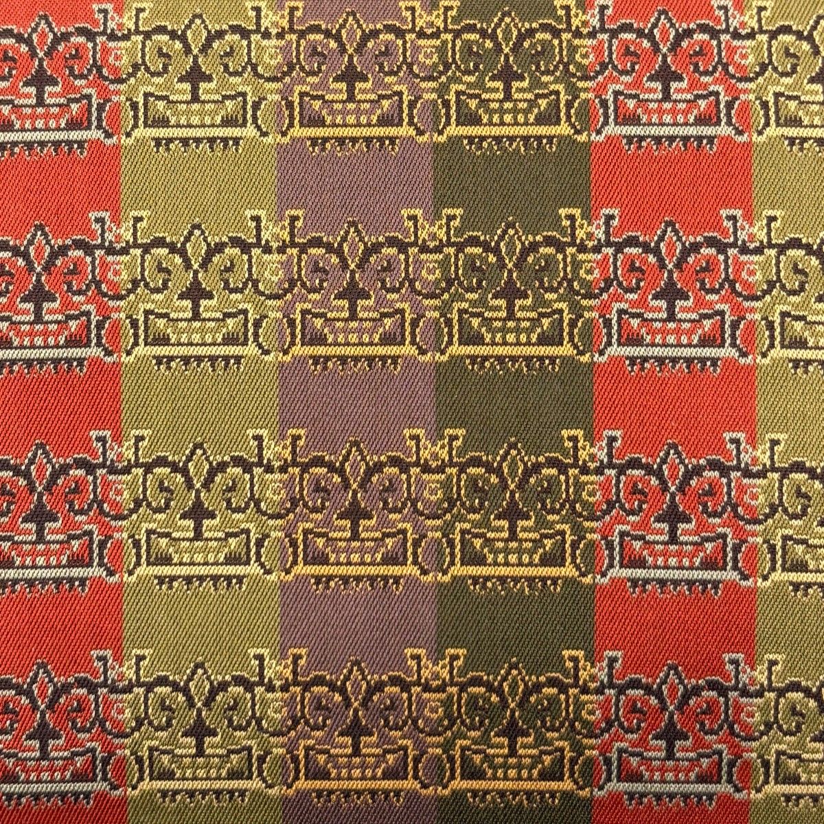 開き名古屋帯 龍村美術織物 比翼仕立て 獅噛文長斑錦 灰紫 正絹