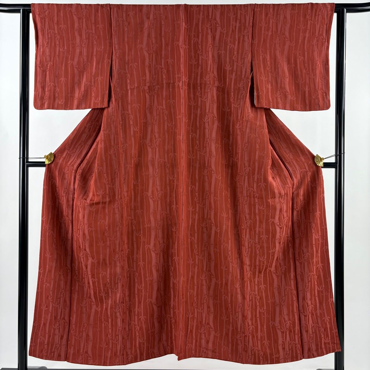 小紋 身丈151 cm 裄丈62 5 S 袷 竹 茜色 正絹 秀品