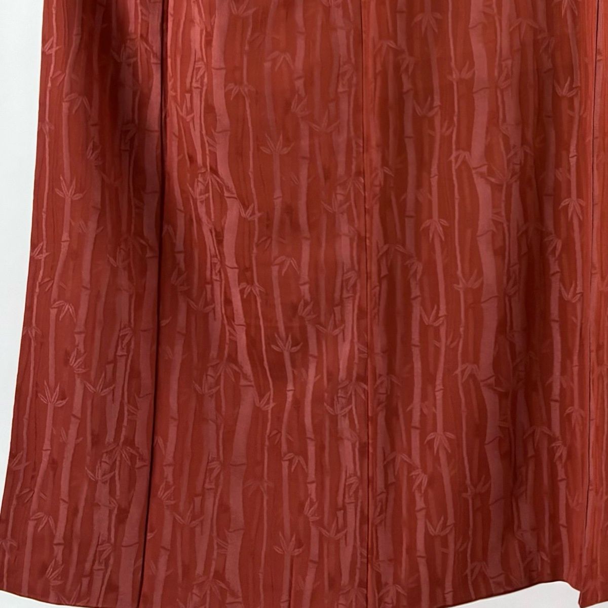 小紋 身丈151 cm 裄丈62.5 S 袷 竹 茜色 正絹 秀品