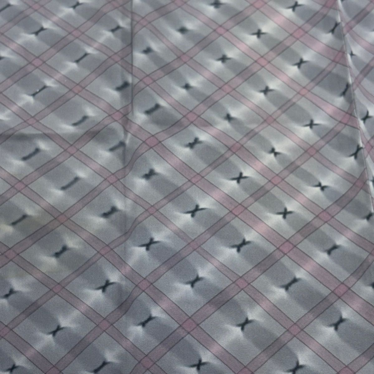  道中着 身丈102 cm 裄丈66 M 和装コート 斜め格子 幾何学 灰色 正絹 秀品 羽織 着物 浴衣