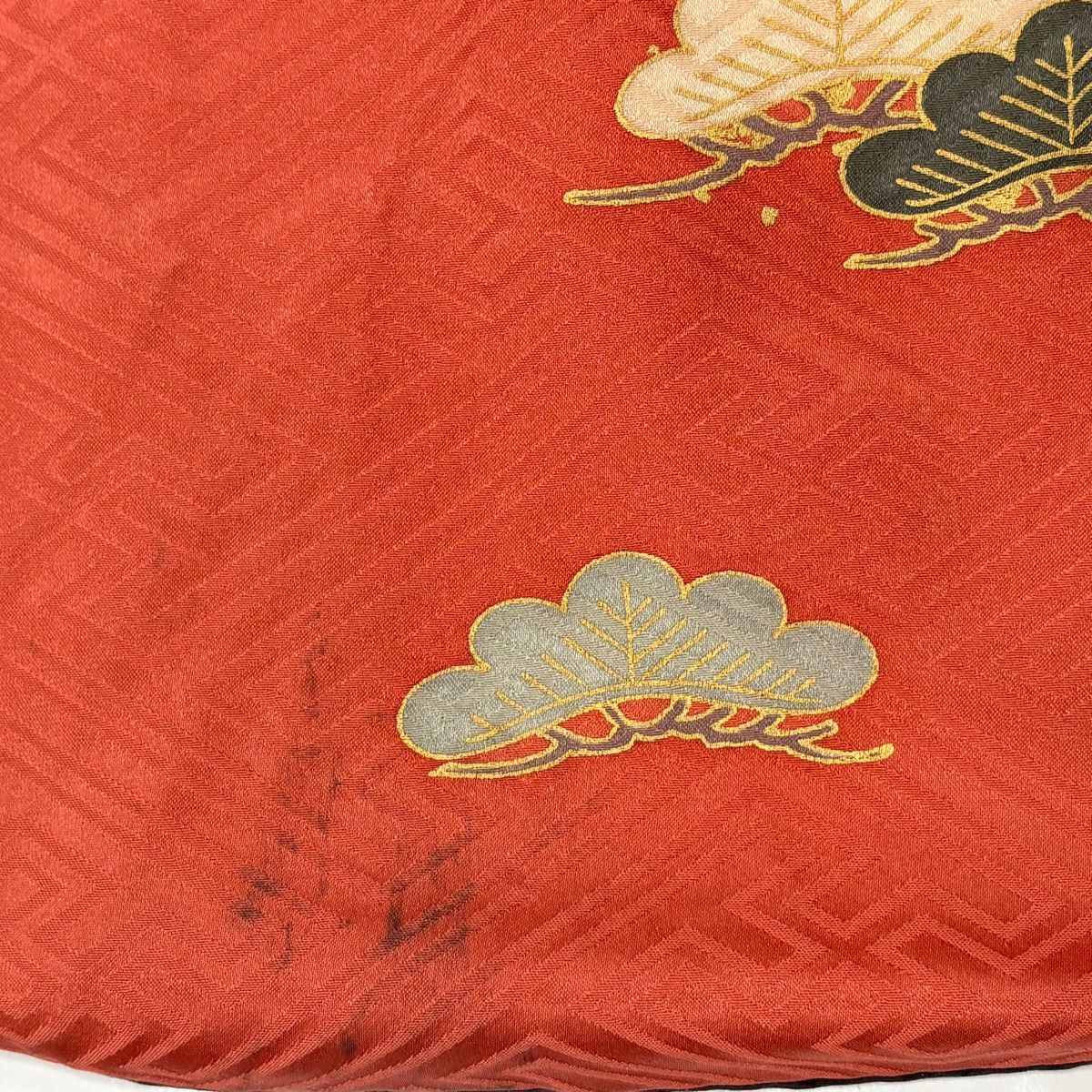  振袖 身丈158.5 cm 裄丈62 S 袷 菊 笠松 金糸 金彩 濃ピンク 正絹 秀品 振袖 着物