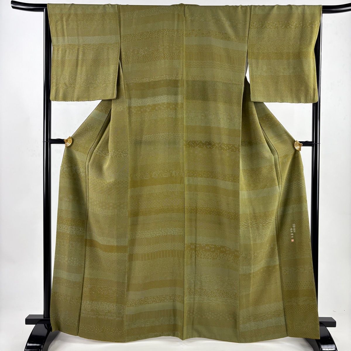 美品】 江戸小紋 身丈165cm 裄丈66.5cm M 袷 染谷梅治 落款 寄せ柄