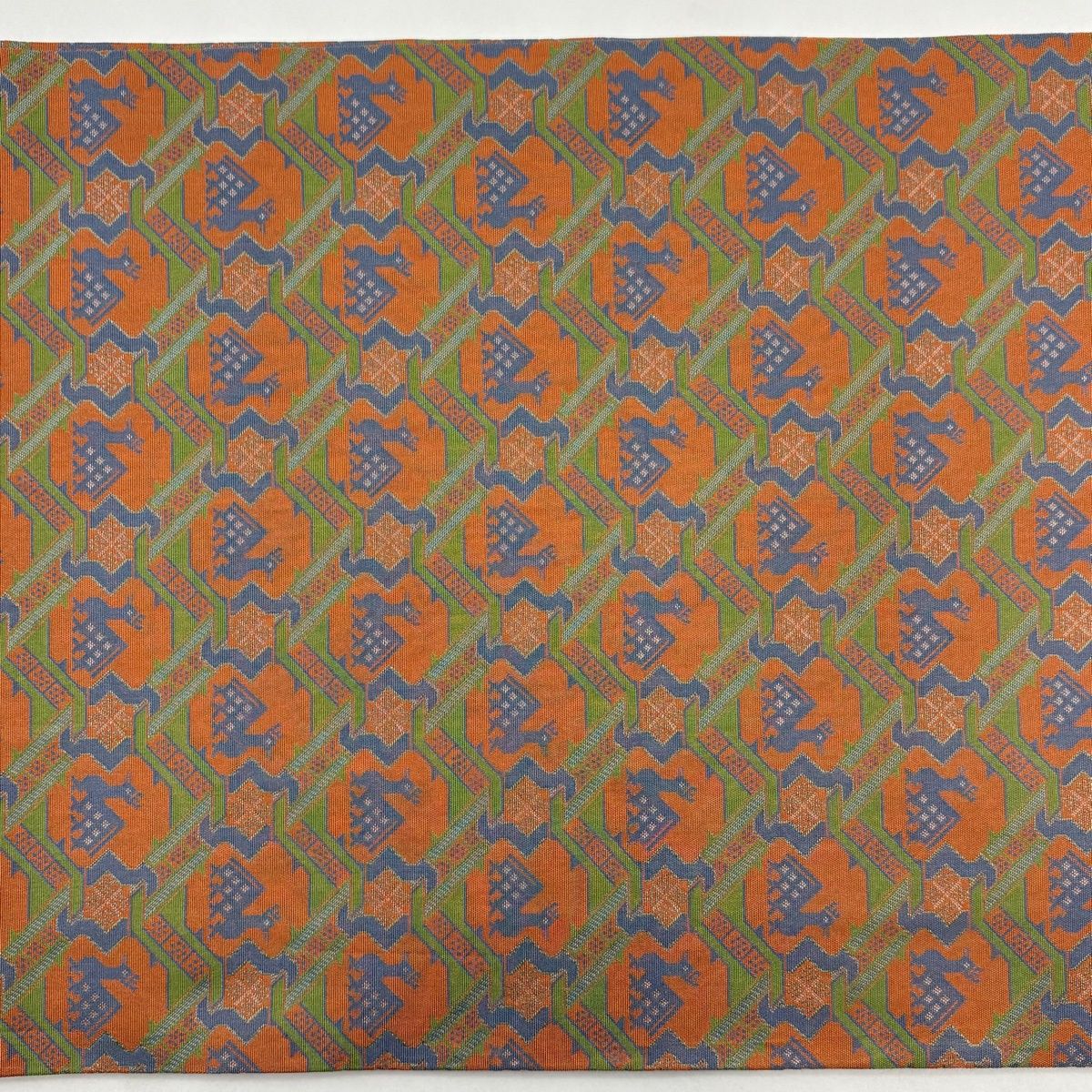 美品】 開き名古屋帯 名品 龍村美術織物 比翼仕立て 有栖川 オレンジ