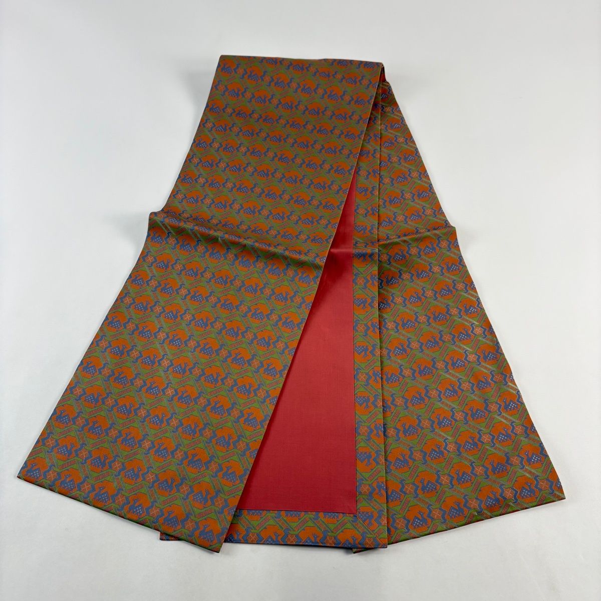 美品】 開き名古屋帯 名品 龍村美術織物 比翼仕立て 有栖川 オレンジ