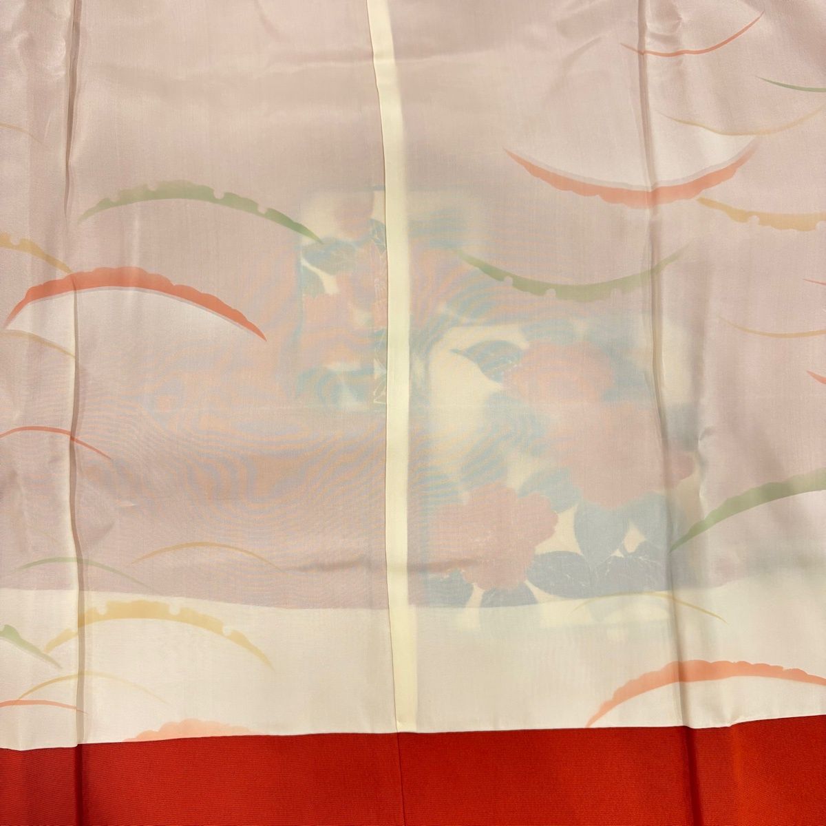  道行 身丈89 cm 裄丈68.5 L 和装コート 角衿 椿 朱色 正絹 秀品 羽織 着物 浴衣