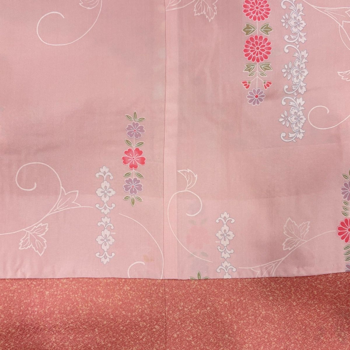  道行 身丈80 cm 裄丈68.5 L 和装コート 角衿 草花 ピンク 正絹 秀品 羽織 着物 浴衣