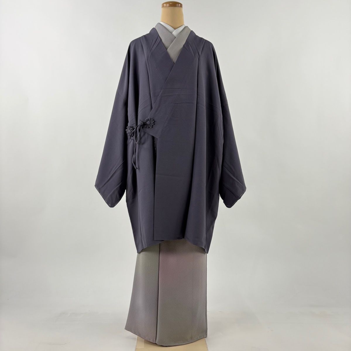 道中着 身丈95 cm 裄丈69 L 和装コート 着物衿 灰紫 正絹 秀品