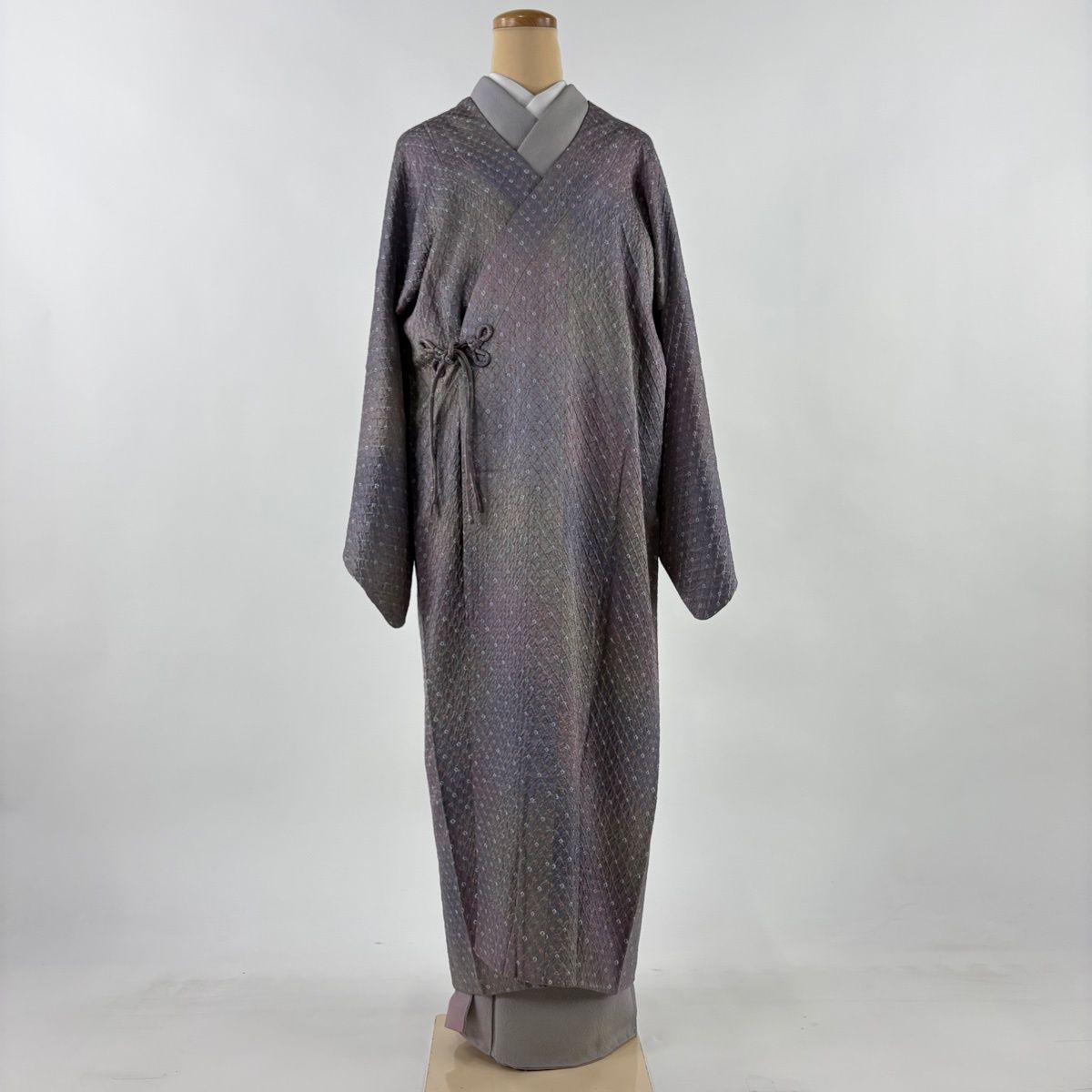 道中着 身丈127 cm 裄丈68 L 和装コート ぼかし柄 灰紫 正絹 秀品