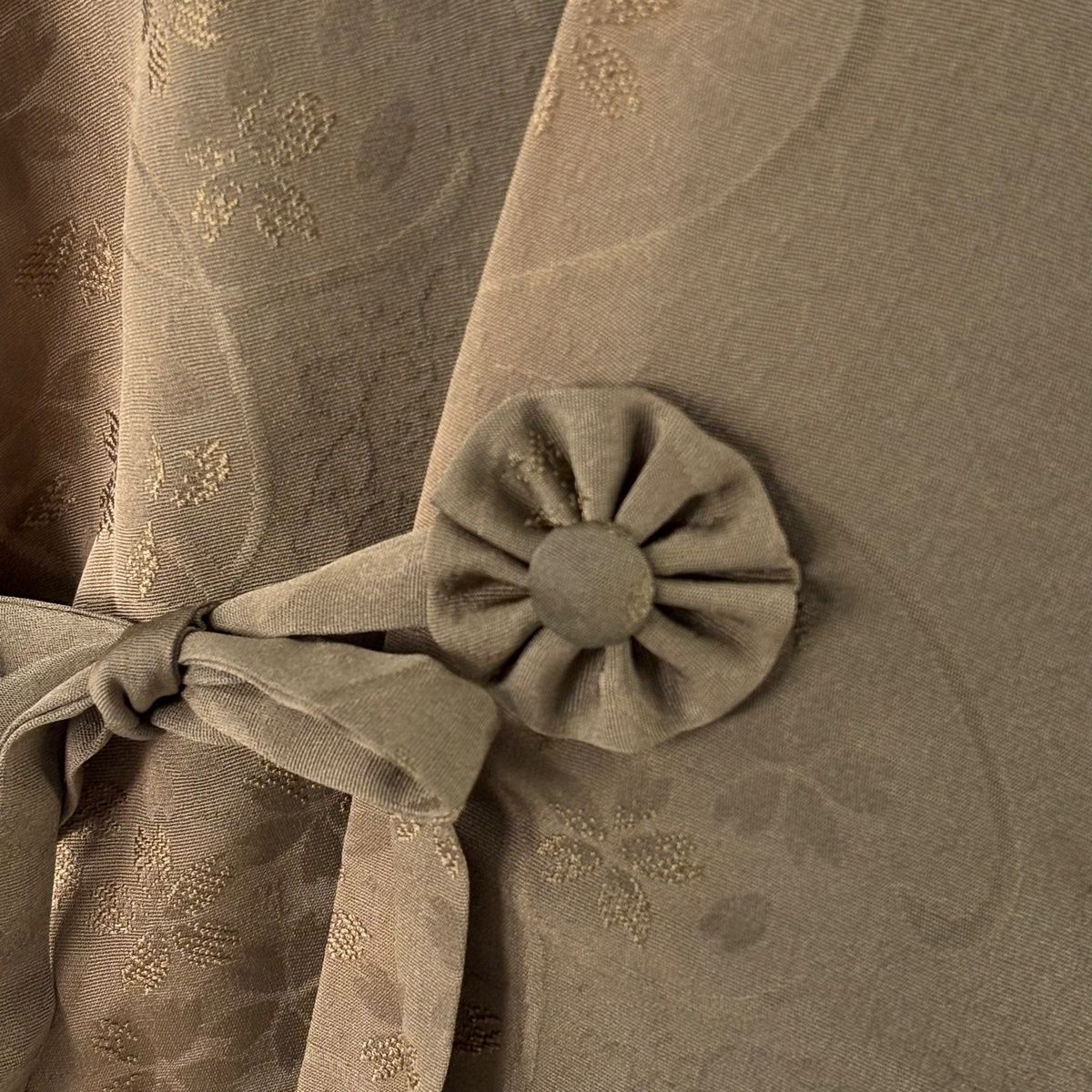  道中着 身丈103 cm 裄丈68 L 和装コート 地紋 縦ぼかし 茶色 正絹 秀品 羽織 着物 浴衣