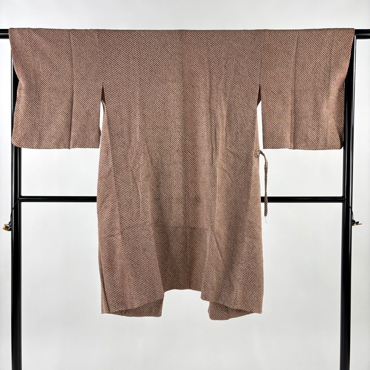 道中着 身丈108 cm 裄丈65 M 和装コート 総絞り 茶色 正絹 秀品