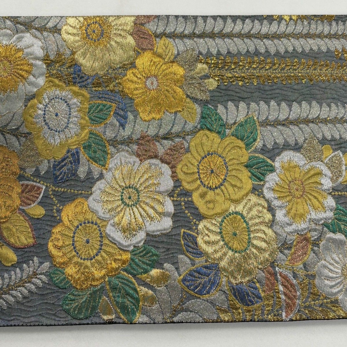 美品】 袋帯 秀品 辻が花柄 金銀糸 箔 灰色 六通 正絹 【中古】 - メルカリ