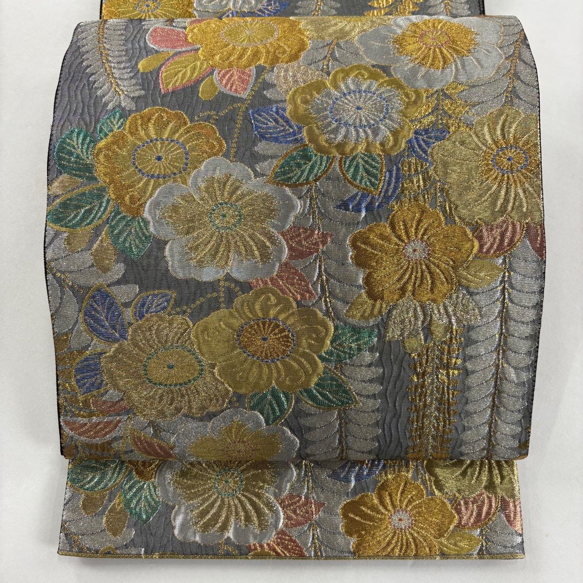 美品】 袋帯 秀品 辻が花柄 金銀糸 箔 灰色 六通 正絹 【中古】 - メルカリ