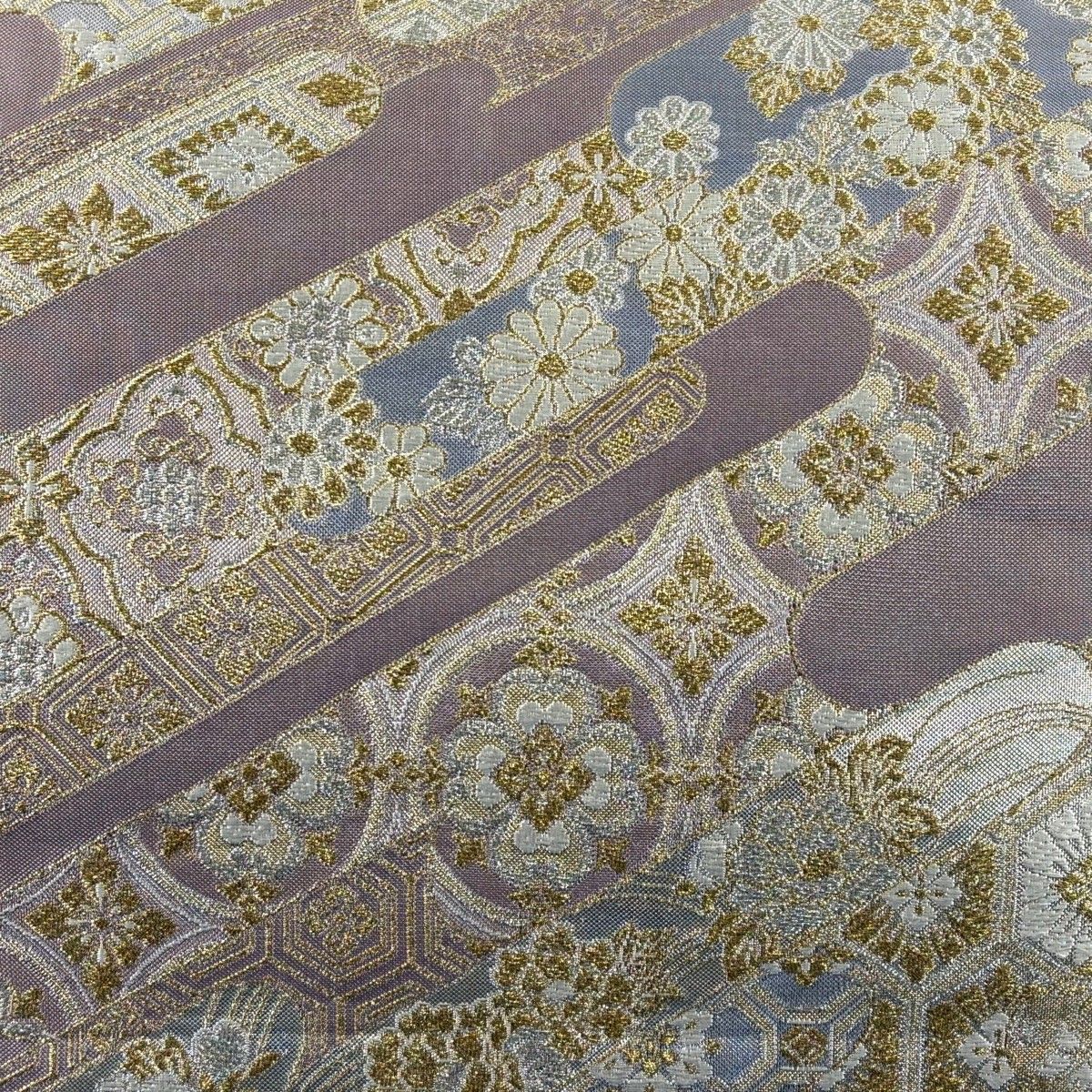 袋帯 秀品 華文 ヱ霞 金銀糸 箔 薄ピンク 六通 正絹