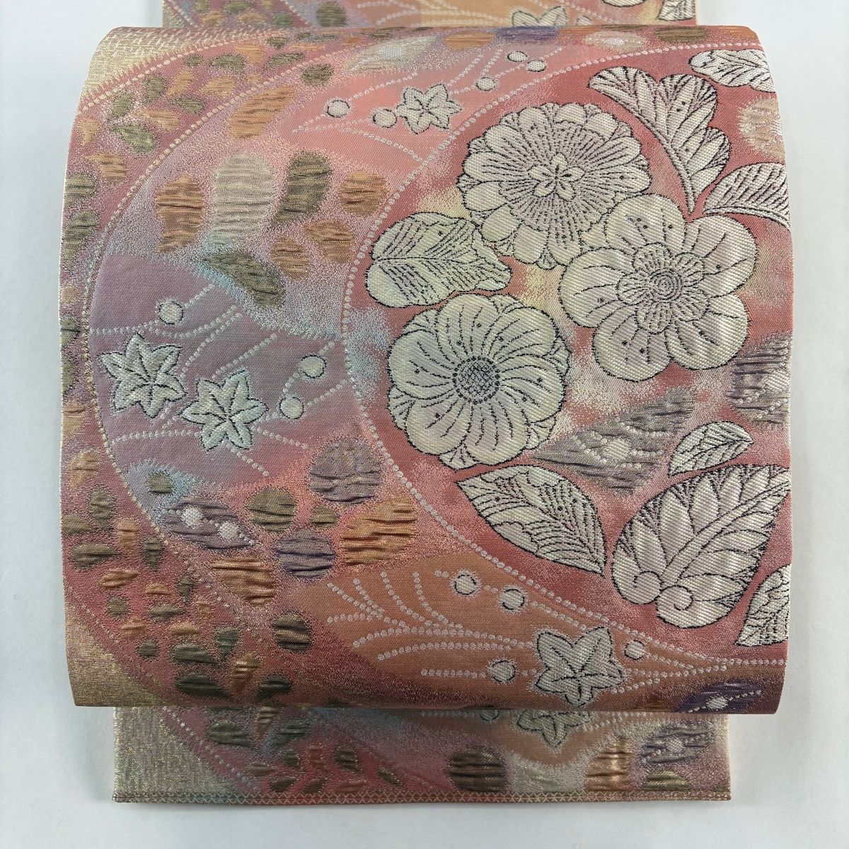 美品】 袋帯 秀品 関西仕立て 辻が花柄 箔 ピンク お太鼓柄 正絹