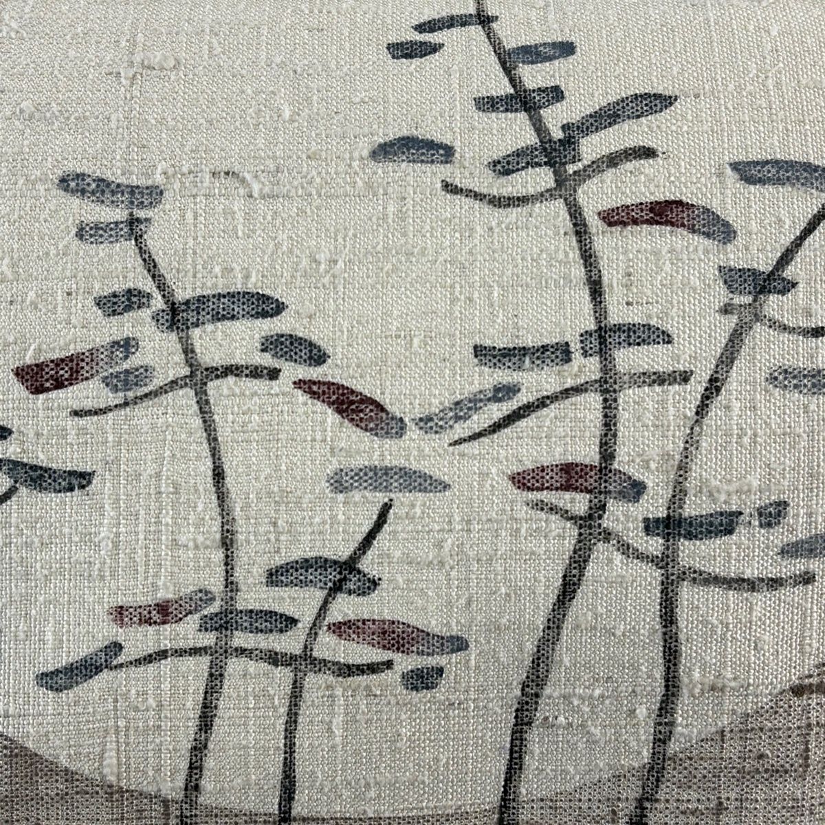 名古屋帯 秀品 落款 紬地 樹木 ベージュ 正絹