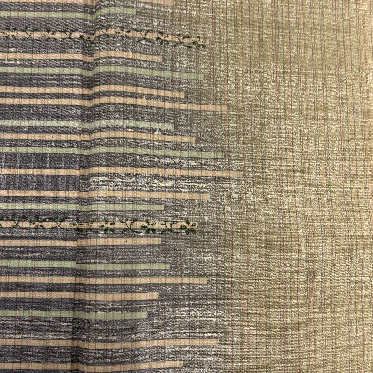  付下げ 身丈164 cm 裄丈64 M 袷 紬地 縞 草花 ぼかし 薄茶色 正絹 訪問着 付け下げ 着物