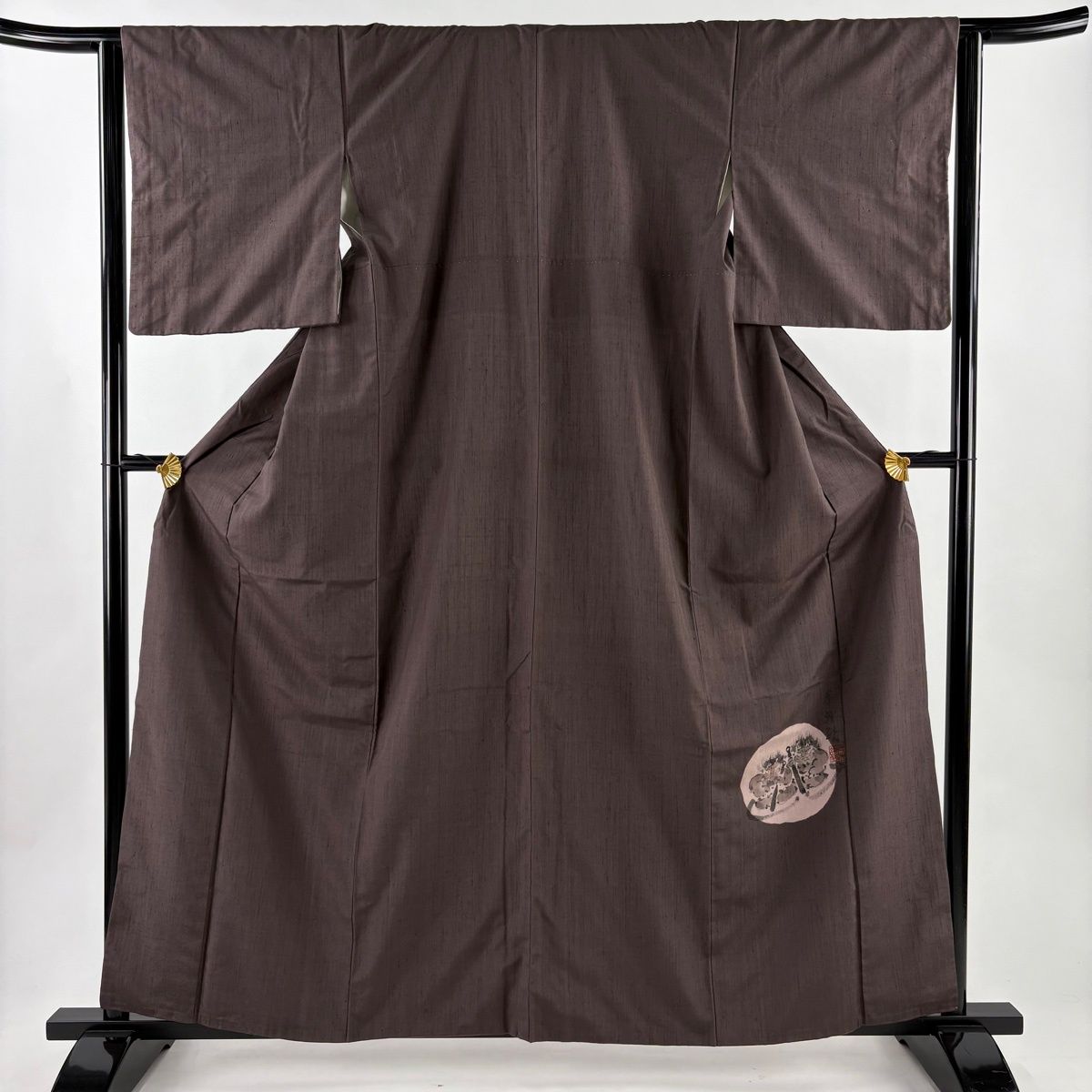 紬 身丈160 5 cm 裄丈64 M 袷 落款 鬼 茶紫 正絹