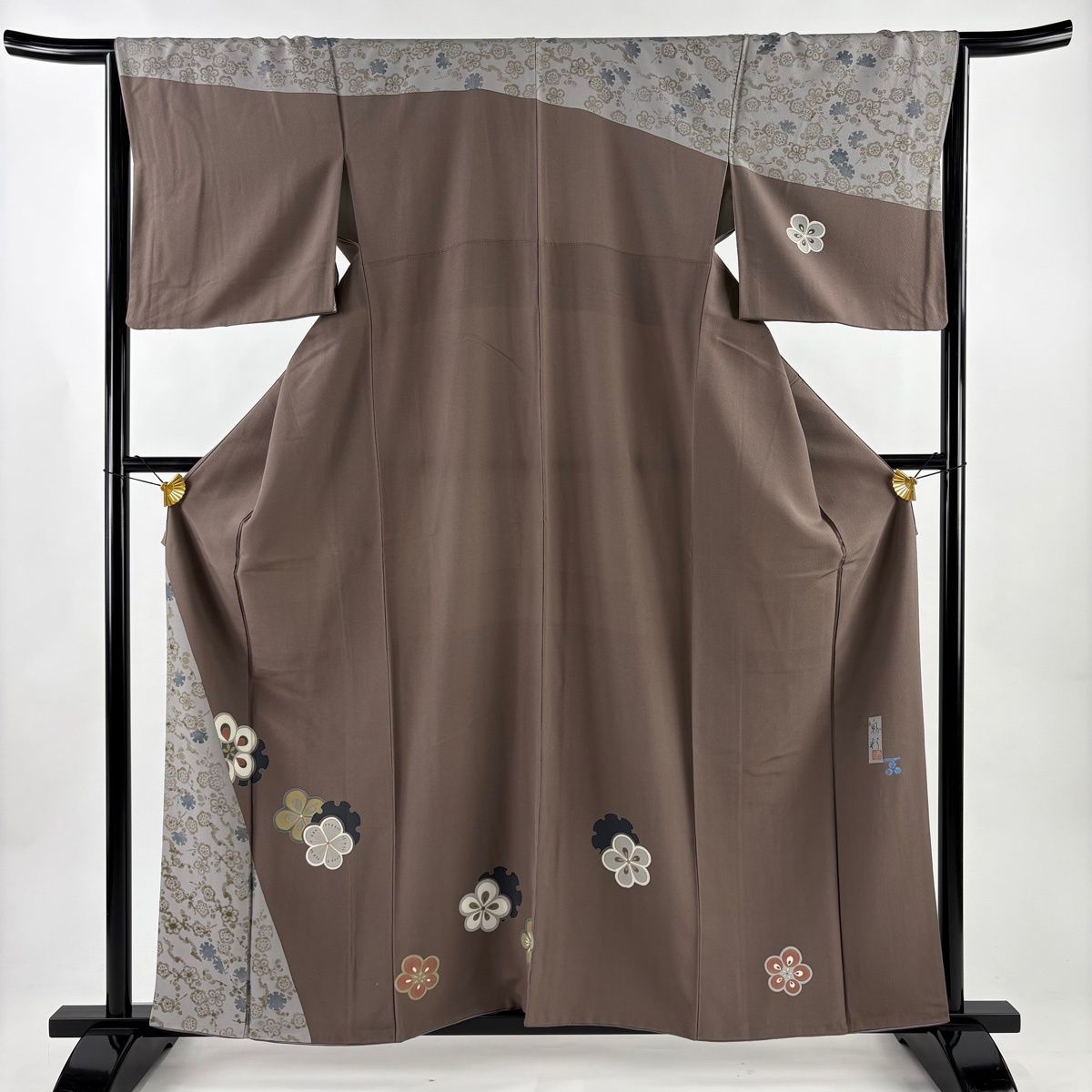 付下げ 身丈160 cm 裄丈64 5 M 袷 落款 梅 雪輪 小豆色 正絹