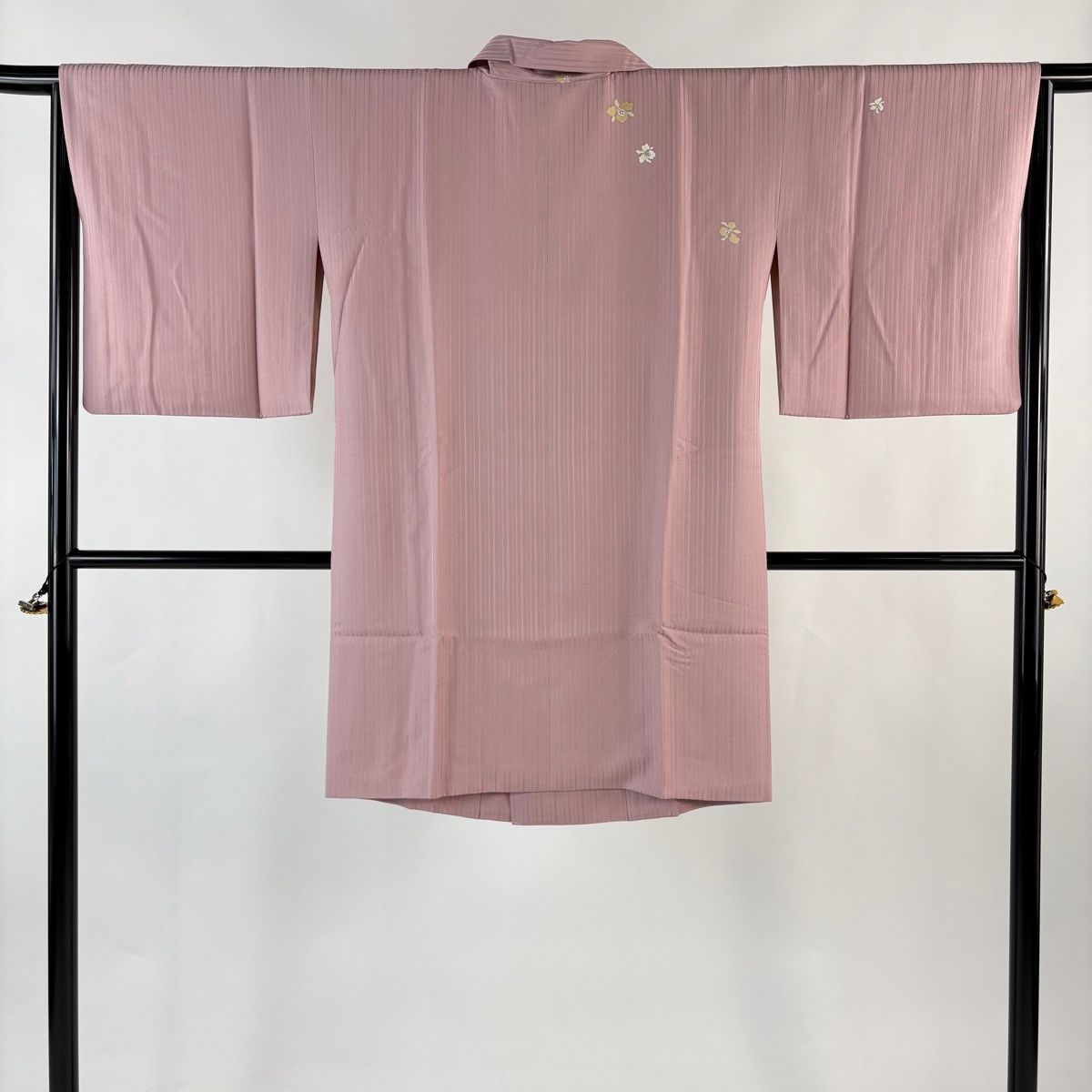 道行 身丈98 5 cm 裄丈65 M 和装コート 角衿 落款 花 地紋 ピンク 正絹