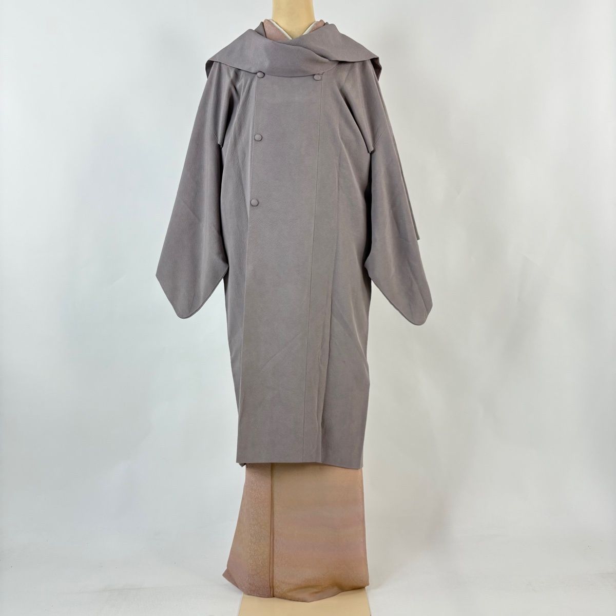 道行 身丈108 cm 裄丈64.5 M 和装コート 落款 灰紫 正絹