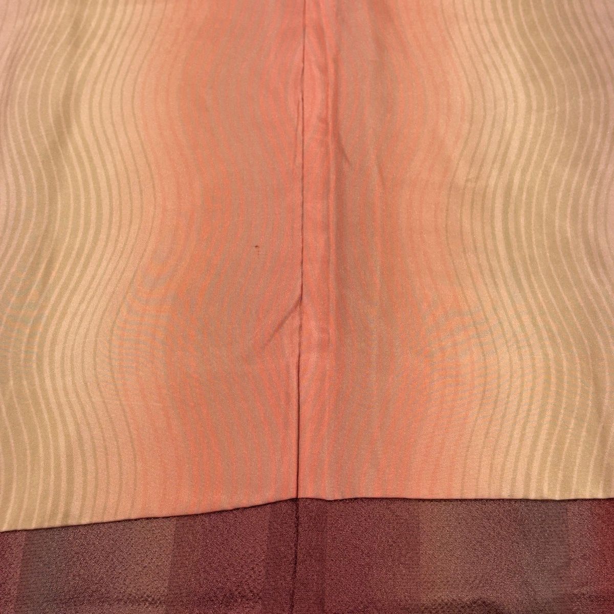  道中着 身丈108.5 cm 裄丈68.5 L 和装コート 着物衿 縦縞 ぼかし 赤紫 正絹 羽織 着物 浴衣