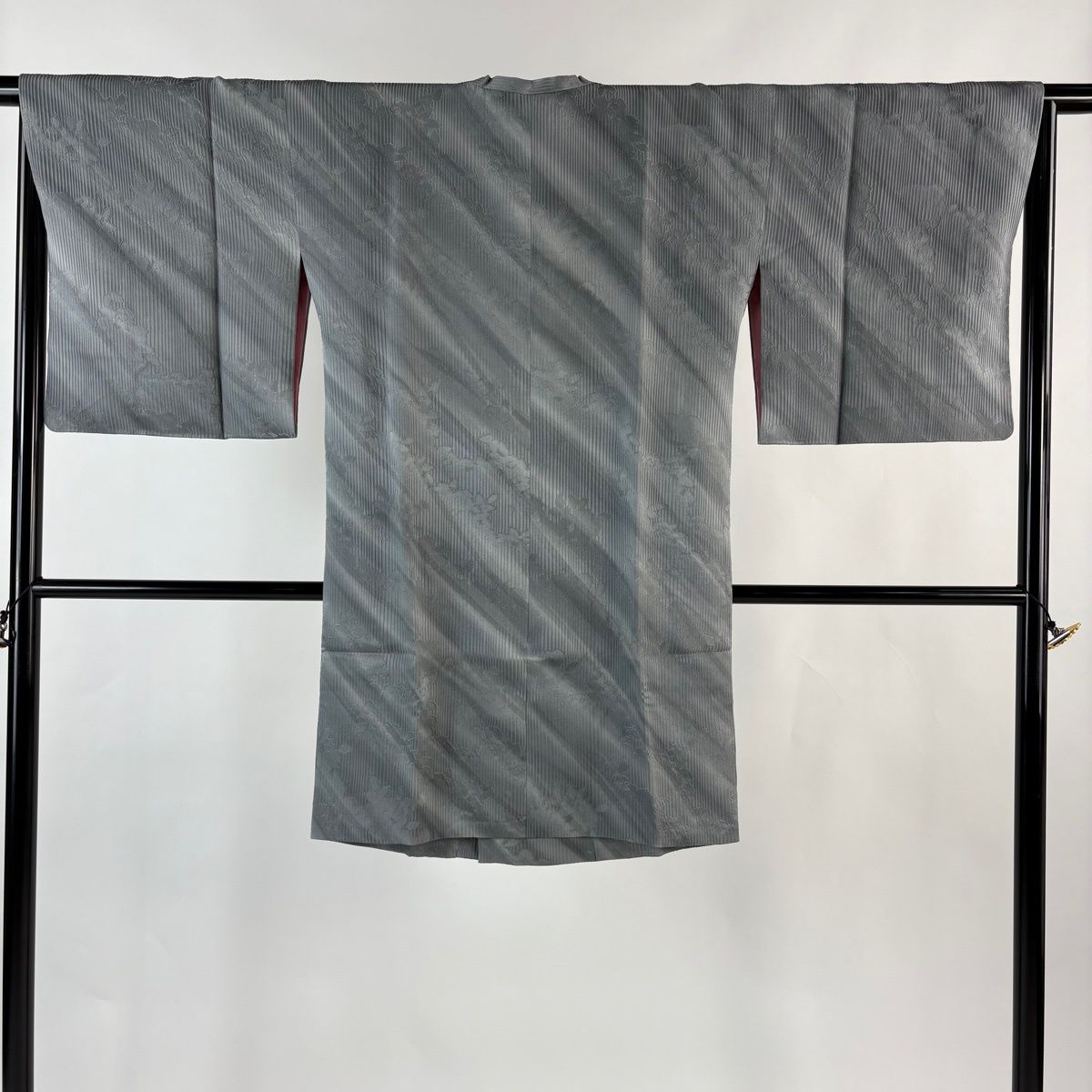 道行 身丈99 5 cm 裄丈67 M 和装コート 角衿 地紋 ぼかし 灰色 正絹