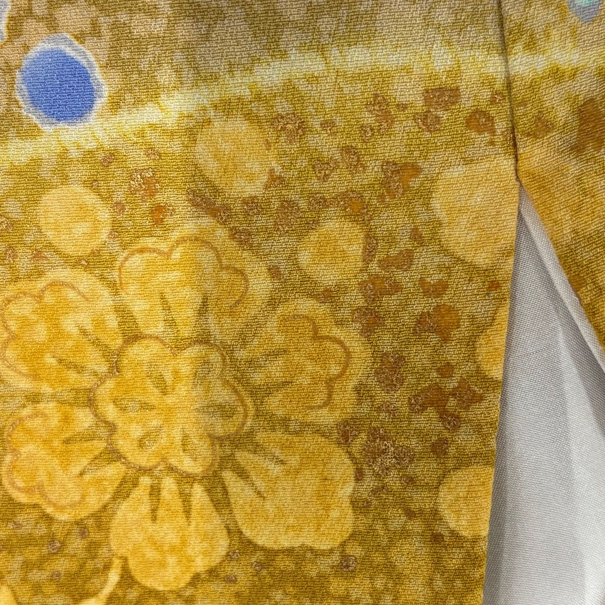  振袖 身丈158 cm 裄丈66.5 M 袷 辻が花柄 花唐草 金彩 染め分け 山吹色 正絹 振袖 着物