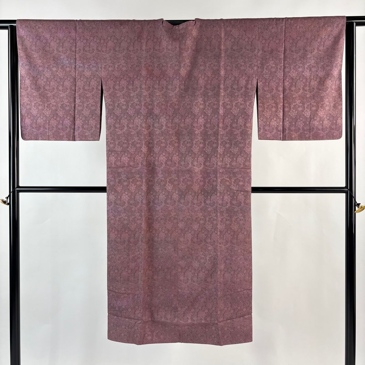 道行 身丈126 cm 裄丈64 M 和装コート 角衿 リバーシブル 草花 ぼかし 赤紫 正絹