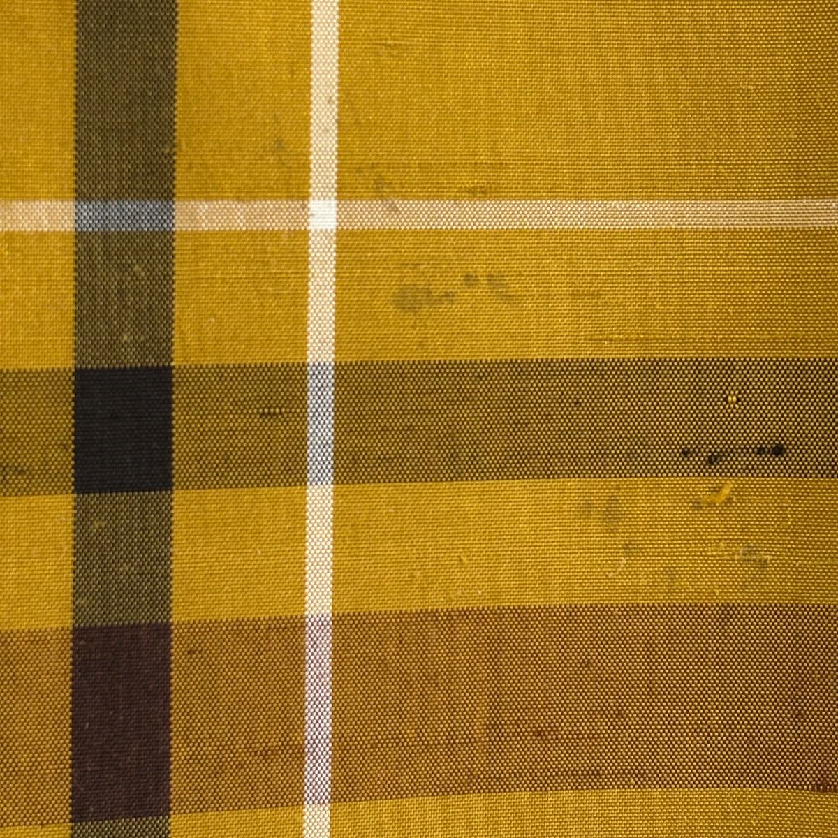  紬 身丈155 cm 裄丈62.5 S 袷 黄八丈 平織 証紙 格子 黄土色 正絹 紬 着物
