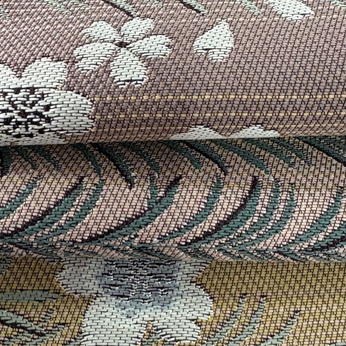  半幅帯 秀品 やまと 桜 葉柄 灰紫 正絹 半巾 半幅 小袋帯 帯